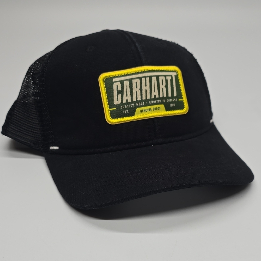 Carhartt Black Hat with Yellow Patch Canvas Mesh Back Outlast AH5971-M